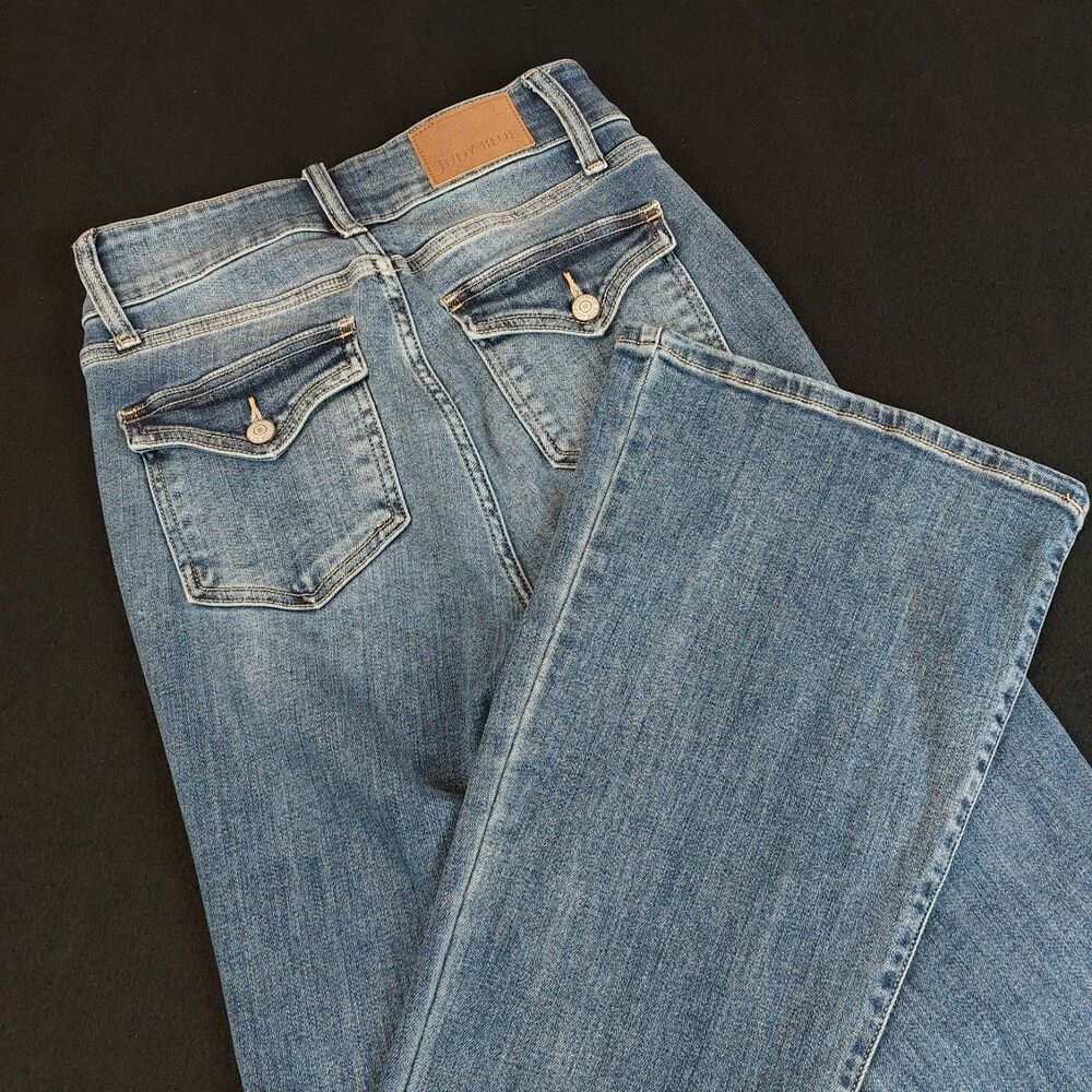 Judy Blue High Waist Flare Jeans Women's 5/27 (Fit 27x33.5) Blue Flap Pockets